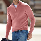 Half-Zip Sweater Men's Long Sleeve Knit Pullover with Ribbed Cuffs – Casual, Office, Gift