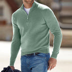 Half-Zip Sweater Men's Long Sleeve Knit Pullover with Ribbed Cuffs – Casual, Office, Gift