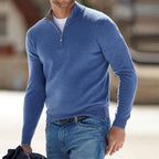 Half-Zip Sweater Men's Long Sleeve Knit Pullover with Ribbed Cuffs – Casual, Office, Gift