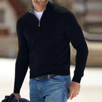 Half-Zip Sweater Men's Long Sleeve Knit Pullover with Ribbed Cuffs – Casual, Office, Gift