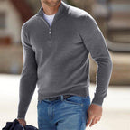 Half-Zip Sweater Men's Long Sleeve Knit Pullover with Ribbed Cuffs – Casual, Office, Gift