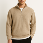 Half-Zip Sweater Men's Ribbed Knit Stand Collar Pullover – Casual, Office, Gift · Faylori