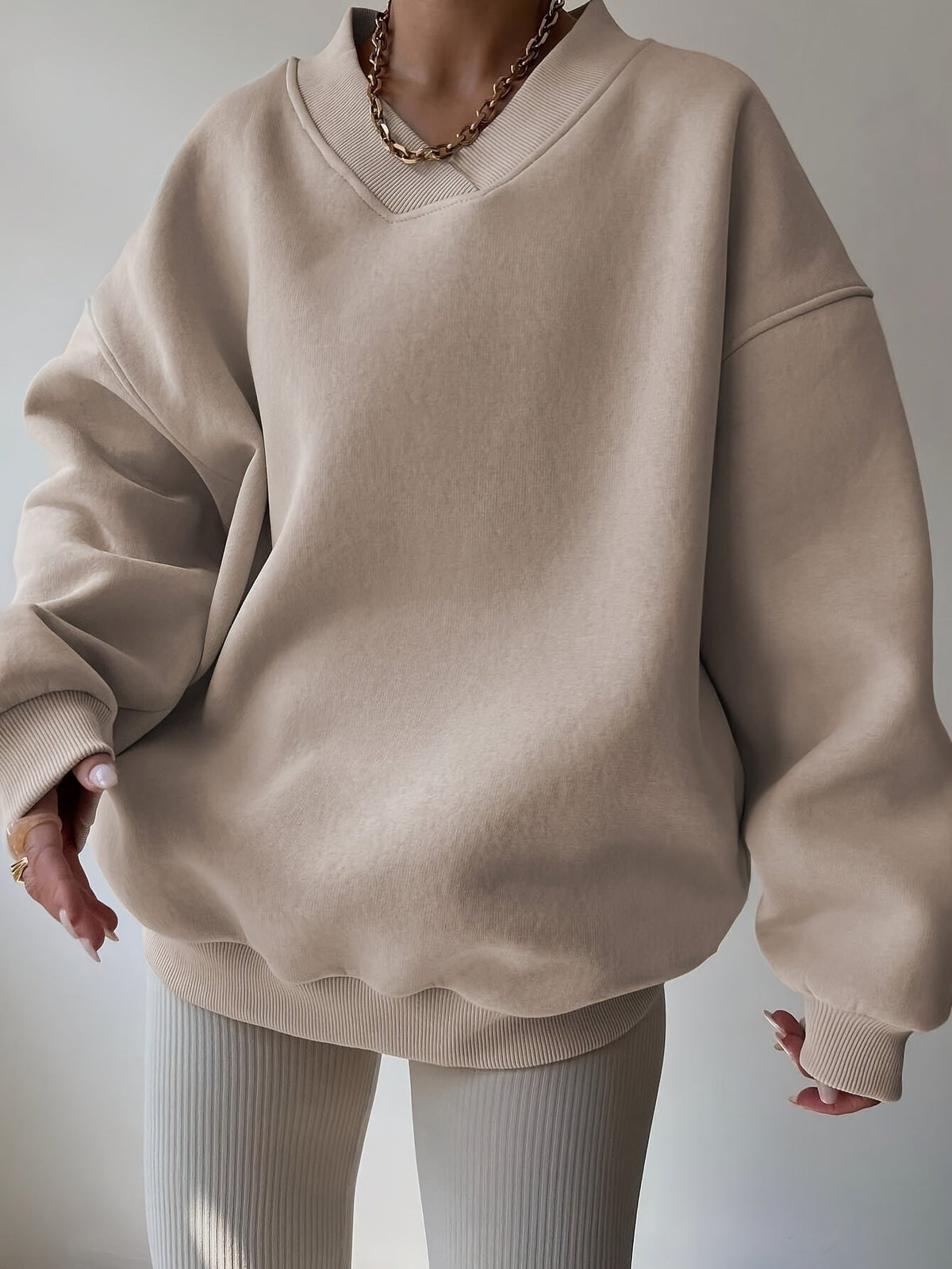 Half-Zip Sweatshirt Women's Oversized Relaxed Fit Long Sleeve Pullover – Casual, Office, Everyday Comfort