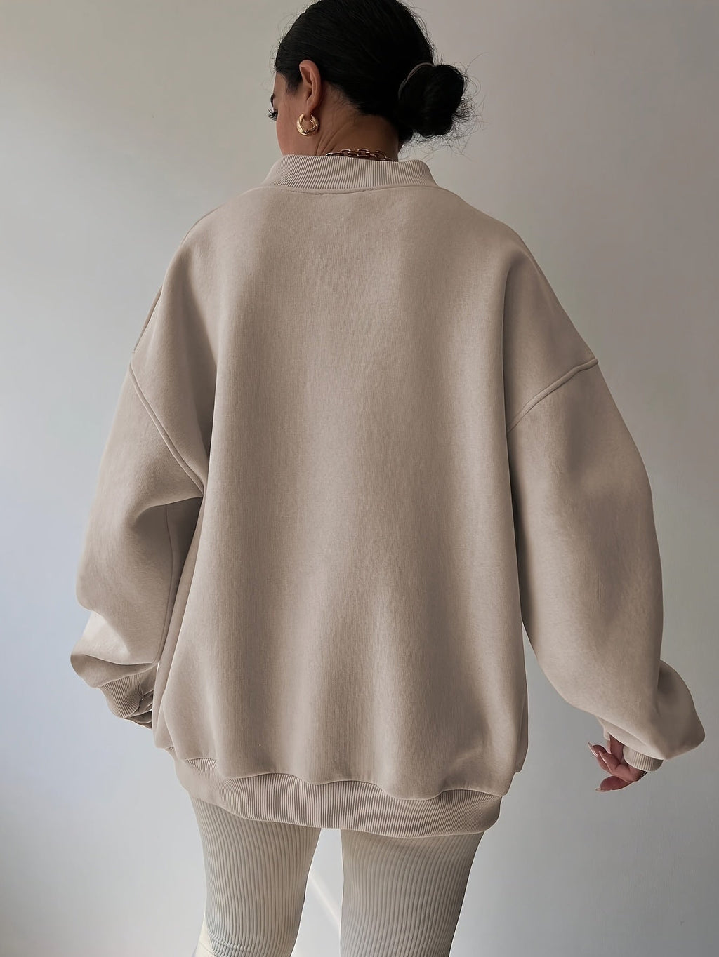 Half-Zip Sweatshirt Women's Oversized Relaxed Fit Long Sleeve Pullover – Casual, Office, Everyday Comfort