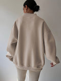 Half-Zip Sweatshirt Women's Oversized Relaxed Fit Long Sleeve Pullover – Casual, Office, Everyday Comfort