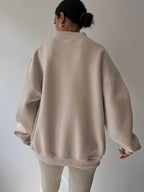 Half-Zip Sweatshirt Women's Oversized Relaxed Fit Long Sleeve Pullover – Casual, Office, Everyday Comfort