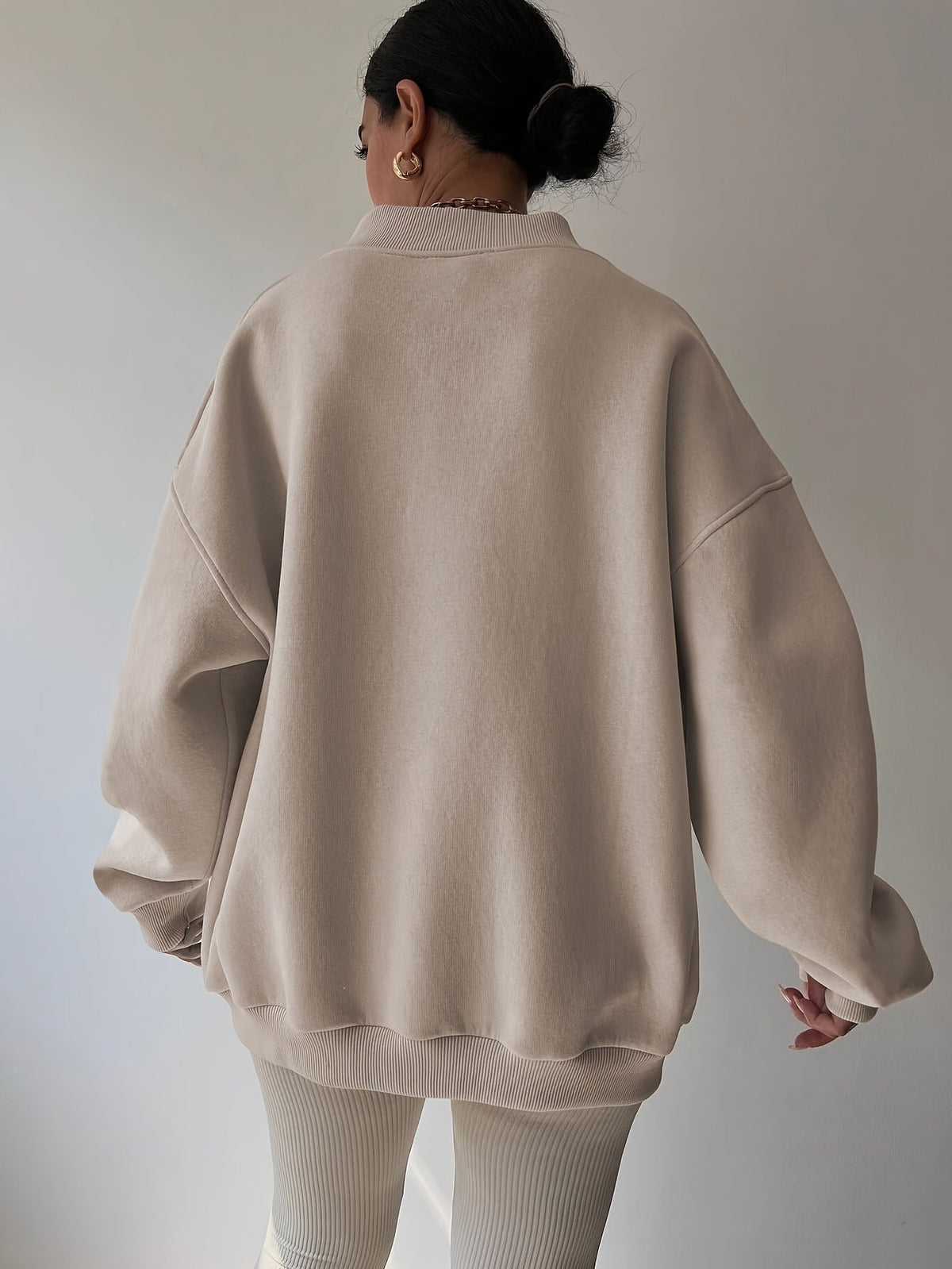 Half-Zip Sweatshirt Women's Oversized Relaxed Fit Long Sleeve Pullover – Casual, Office, Everyday Comfort