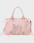 Handbag Vanilla Pink Faux Leather Satchel with Zip Pocket & Fringe Detail Women's – Casual, Office