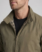 Harrington Jacket Men's Olive Green Full-Zip Check Lining Stand Collar – Casual, Office