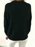 Henley Knit Sweater Women's Button Placket Long Sleeve Pullover – Casual, Office