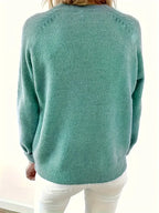 Henley Knit Sweater Women's Button Placket Long Sleeve Pullover – Casual, Office
