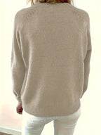 Henley Knit Sweater Women's Button Placket Long Sleeve Pullover – Casual, Office