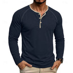 Henley Shirt Men's Long Sleeve Button Neck Army Green – Casual, Office, Gift · Faylori