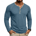 Henley Shirt Men's Long Sleeve Button Neck Army Green – Casual, Office, Gift · Faylori