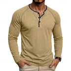 Henley Shirt Men's Long Sleeve Button Neck Army Green – Casual, Office, Gift · Faylori