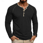 Henley Shirt Men's Long Sleeve Button Neck Army Green – Casual, Office, Gift · Faylori