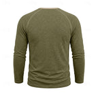 Henley Shirt Men's Long Sleeve Button Neck Army Green – Casual, Office, Gift · Faylori