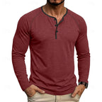 Henley Shirt Men's Long Sleeve Button Neck Army Green – Casual, Office, Gift · Faylori