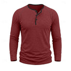 Henley Shirt Men's Long Sleeve Button Neck Army Green – Casual, Office, Gift · Faylori
