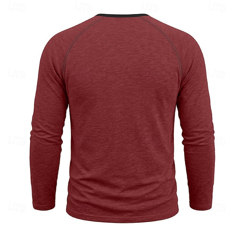 Henley Shirt Men's Long Sleeve Button Neck Army Green – Casual, Office, Gift · Faylori