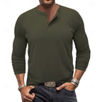 Henley Shirt Men's Long-Sleeve Button Neck Solid Color – Casual, Office · Faylori