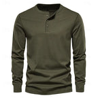 Henley Shirt Men's Long-Sleeve Button Neck Solid Color – Casual, Office · Faylori