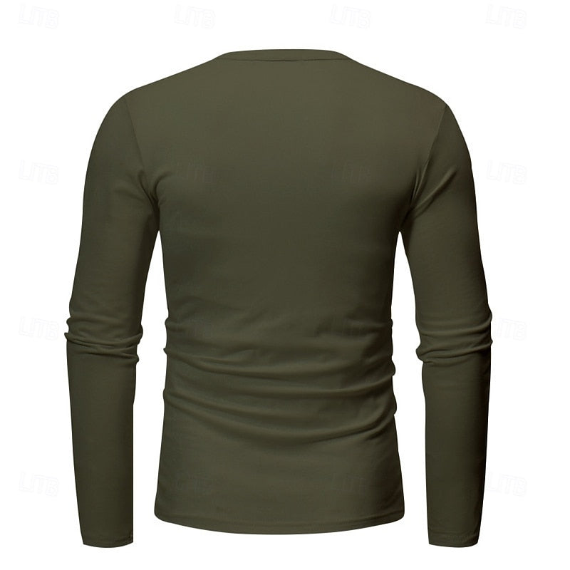 Henley Shirt Men's Long-Sleeve Button Neck Solid Color – Casual, Office · Faylori