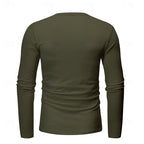 Henley Shirt Men's Long-Sleeve Button Neck Solid Color – Casual, Office · Faylori