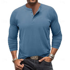 Henley Shirt Men's Long-Sleeve Button Neck Solid Color – Casual, Office · Faylori
