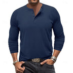 Henley Shirt Men's Long-Sleeve Button Neck Solid Color – Casual, Office · Faylori