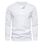 Henley Shirt Men's Long-Sleeve Button Neck Solid Color – Casual, Office · Faylori