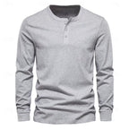 Henley Shirt Men's Long-Sleeve Button Neck Solid Color – Casual, Office · Faylori