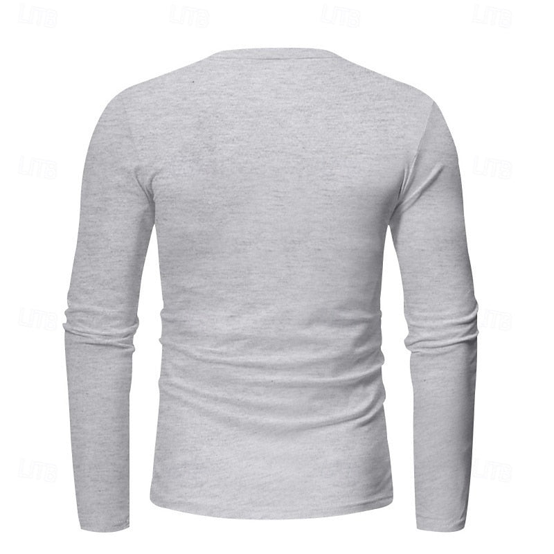 Henley Shirt Men's Long-Sleeve Button Neck Solid Color – Casual, Office · Faylori