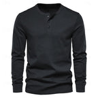 Henley Shirt Men's Long-Sleeve Button Neck Solid Color – Casual, Office · Faylori