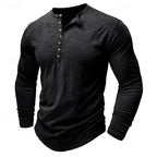 Henley Shirt Men's Long-Sleeve Button Placket Army Green – Casual, Office · Faylori