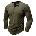 Henley Shirt Men's Long-Sleeve Button Placket Army Green – Casual, Office · Faylori
