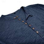 Henley Shirt Men's Long-Sleeve Button Placket Army Green – Casual, Office · Faylori