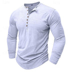 Henley Shirt Men's Long-Sleeve Button Placket Army Green – Casual, Office · Faylori