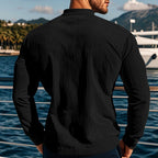 Henley Shirt Men's Ribbed Long Sleeve Button Neck Brown – Casual, Office · Faylori