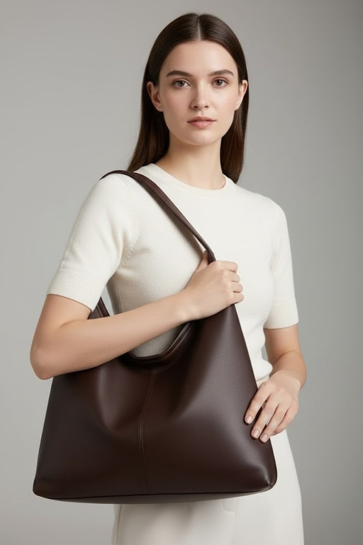 Hobo Shoulder Bag Brown Faux Leather Women's – Casual, Office · Faylori