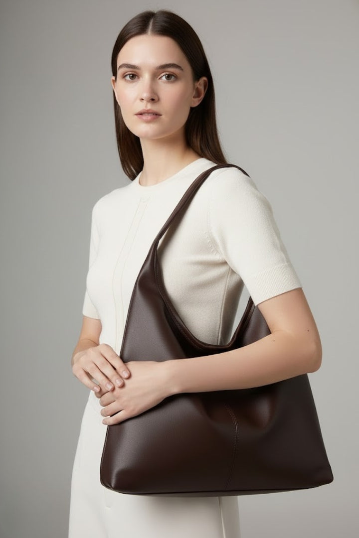 Hobo Shoulder Bag Brown Faux Leather Women's – Casual, Office · Faylori