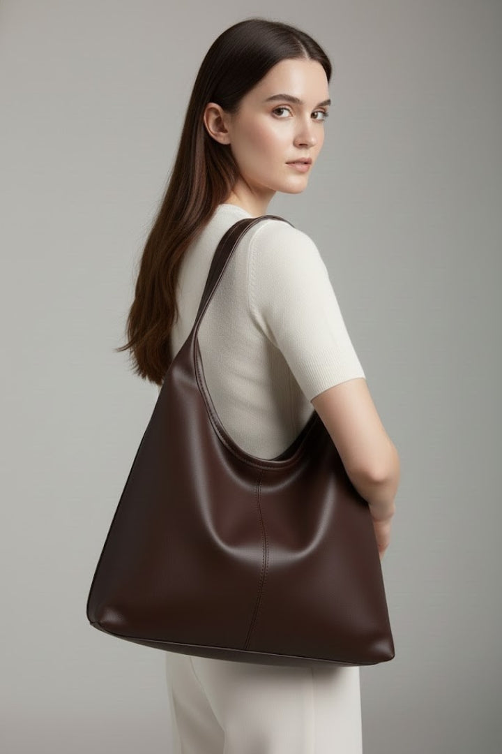 Hobo Shoulder Bag Brown Faux Leather Women's – Casual, Office · Faylori