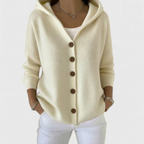 Hooded Cardigan Women's Pink Button-Front Knit Sweater with Pockets – Casual, Office, Holiday, Gift