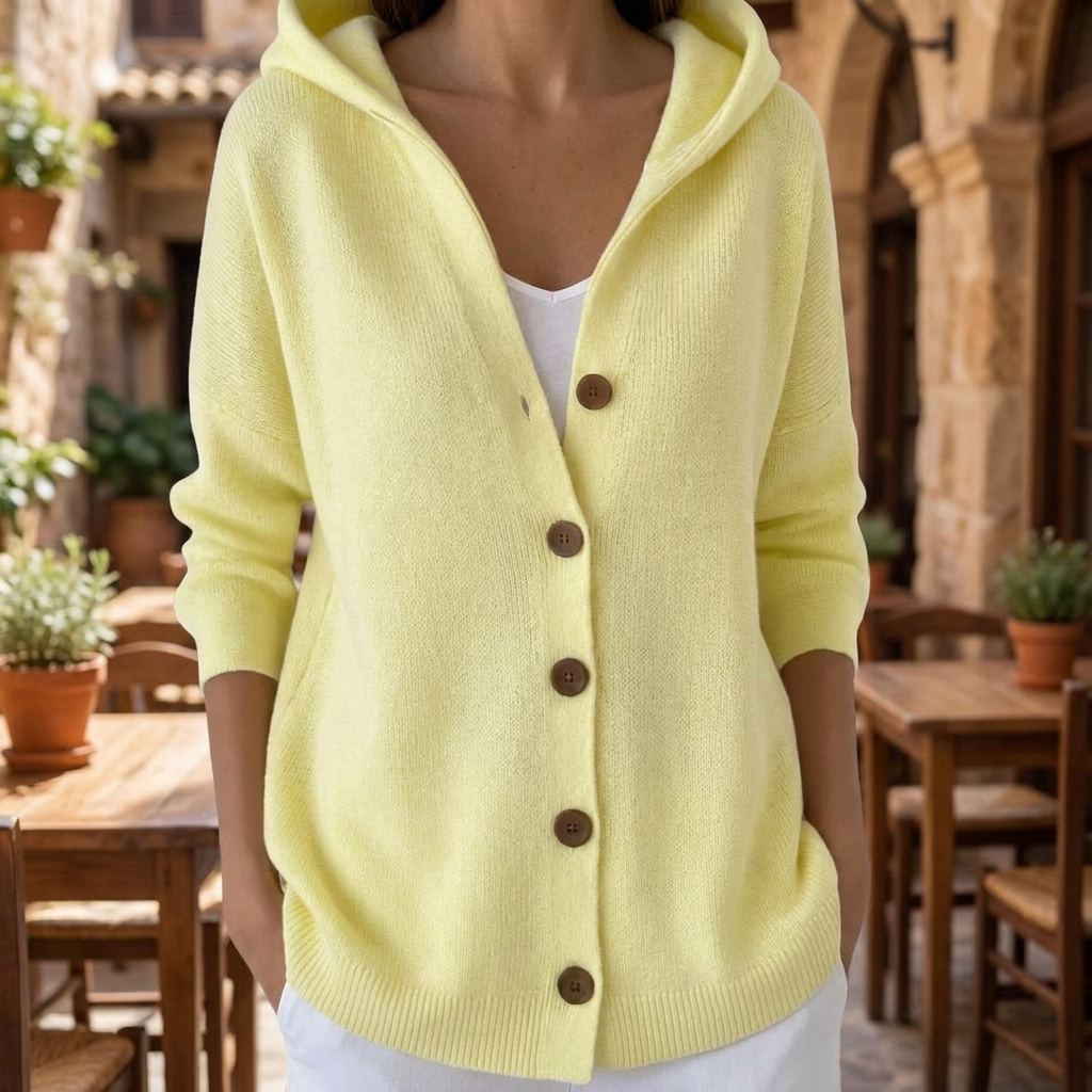 Hooded Cardigan Women's Pink Button-Front Knit Sweater with Pockets – Casual, Office, Holiday, Gift
