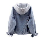 Hooded Denim Jacket Women's Oversized Light Blue – Casual, Everyday · Faylori