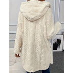 Hooded Fleece Jacket Women's White Textured Button-Front Coat – Casual, Office, Holiday, Gift