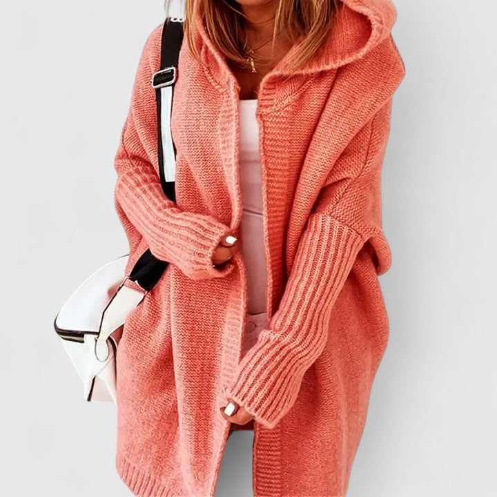Hooded Knit Cardigan Oversized Women's Long Sleeve Open Front Sweater – Casual, Everyday
