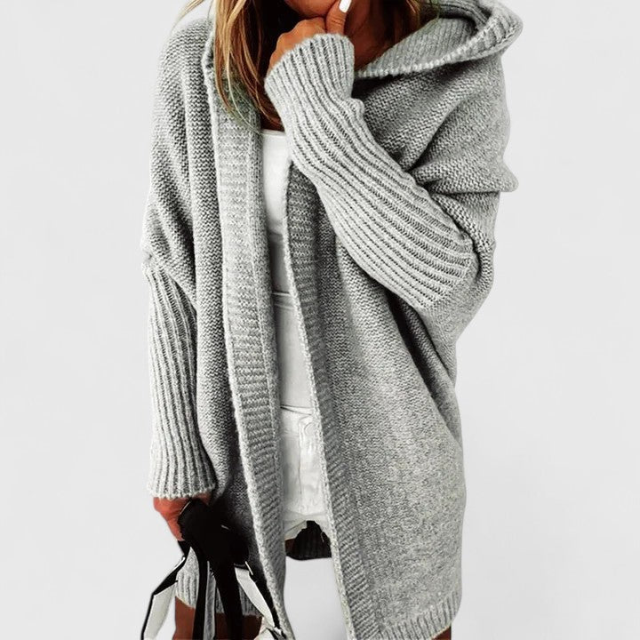 Hooded Knit Cardigan Oversized Women's Long Sleeve Open Front Sweater – Casual, Everyday