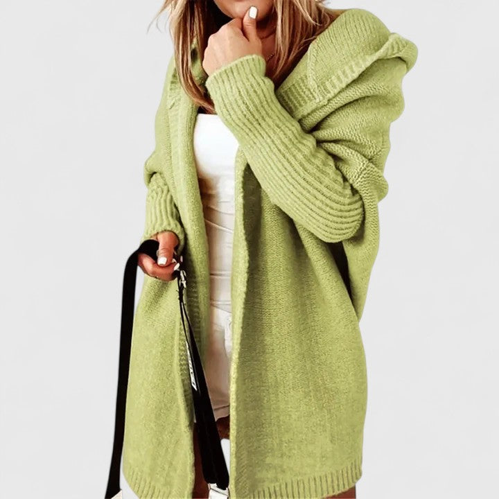 Hooded Knit Cardigan Oversized Women's Long Sleeve Open Front Sweater – Casual, Everyday
