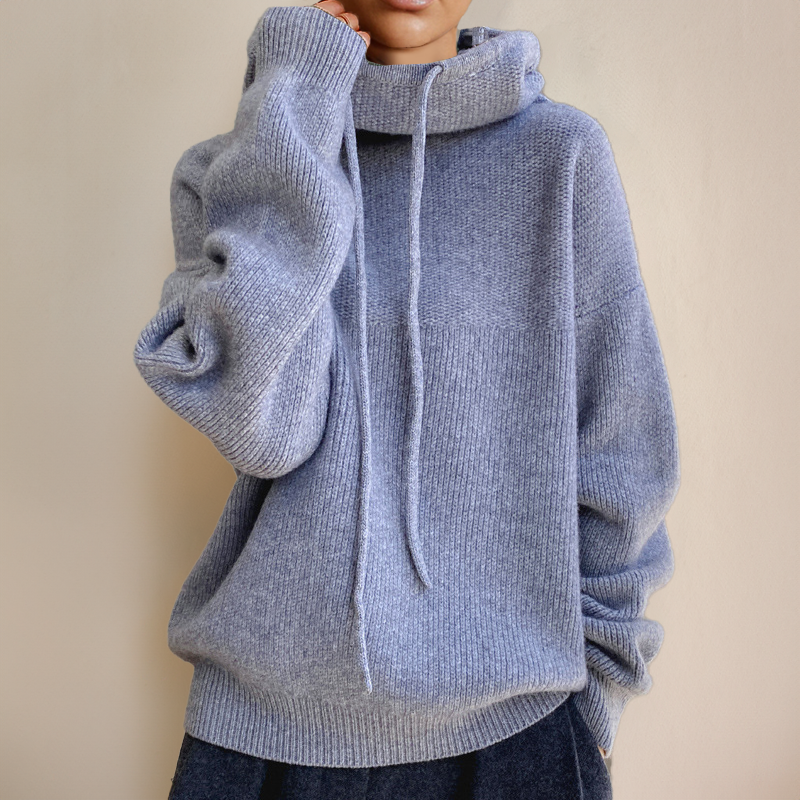 Hooded Knit Sweater Women's Oversized Drawstring Pullover Green – Casual, Office, Holiday, Gift
